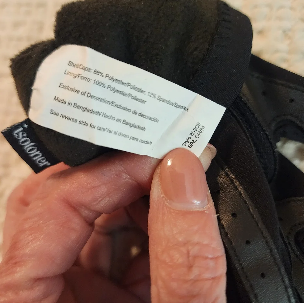 Women's Black Driving Gloves with Chevron Detail Fleece Lined Stretchy NEW